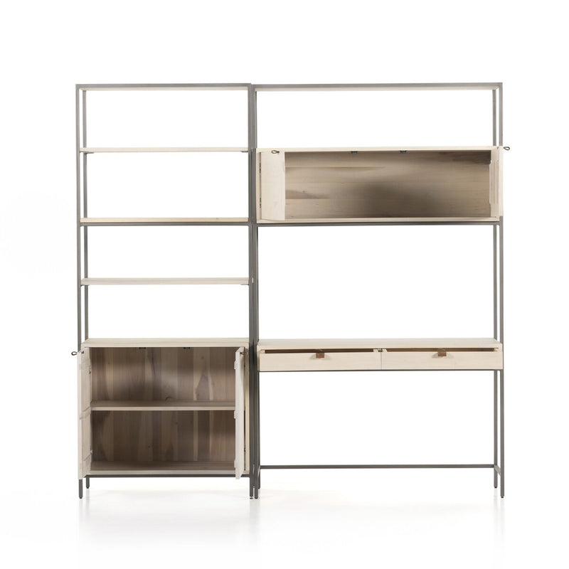 Trey Modular Wall Desk With 1 Bookcase - Dove Poplar