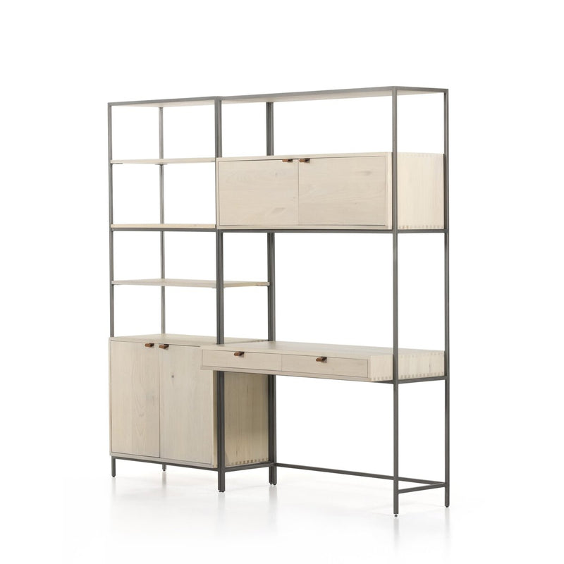 Trey Modular Wall Desk With 1 Bookcase - Dove Poplar