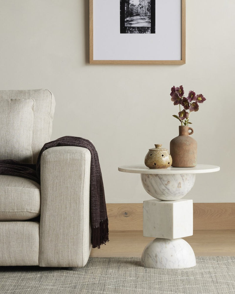 Neda End Table - Polished White Marble