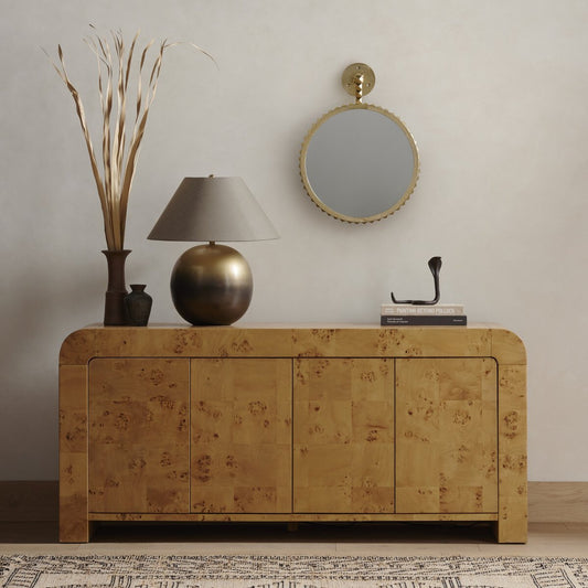 Jenson Media Console - Natural Poplar Burl Veneer