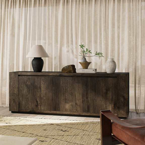 Abaso Sideboard - Ebony Rustic Wormwood Oak