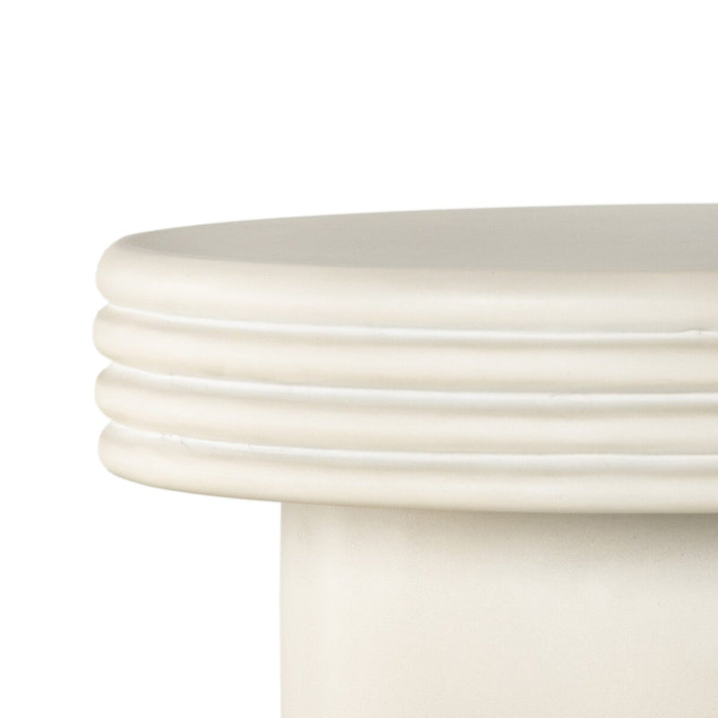 Grecia Outdoor End Table - White Concrete