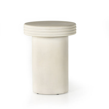 Grecia Outdoor End Table - White Concrete