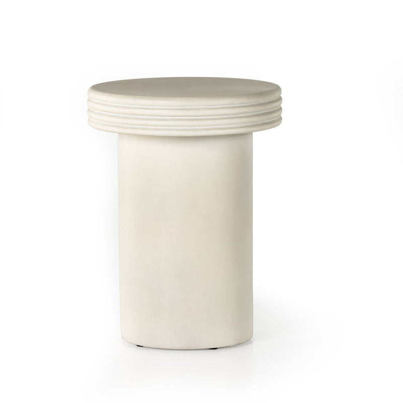 Grecia Outdoor End Table - White Concrete