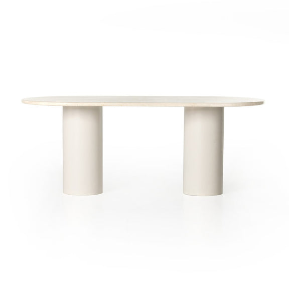 Belle Oval Dining Table - Cream Marble