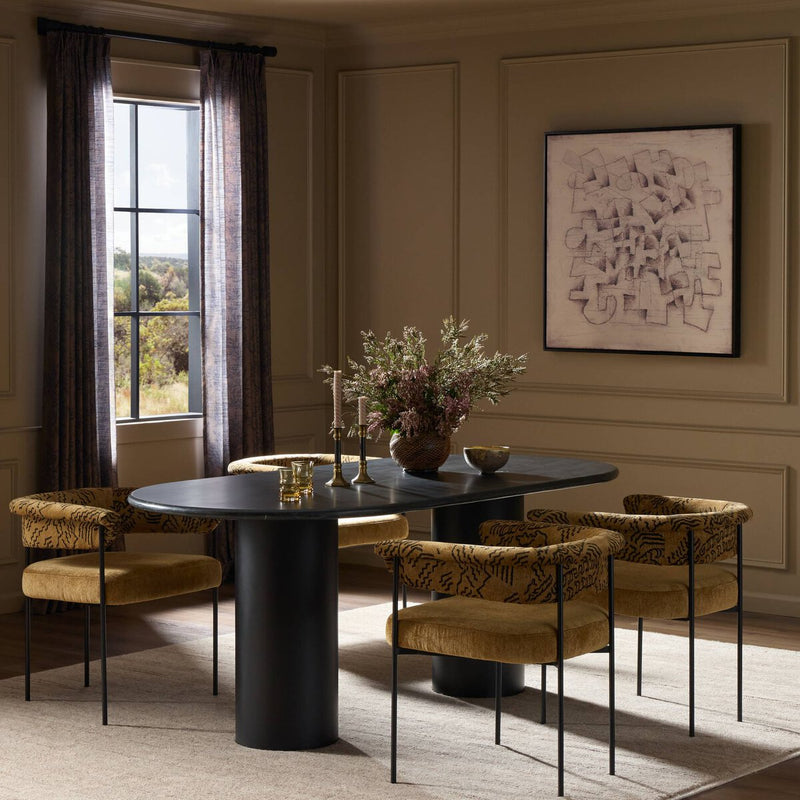 Belle Oval Dining Table - Black Marble