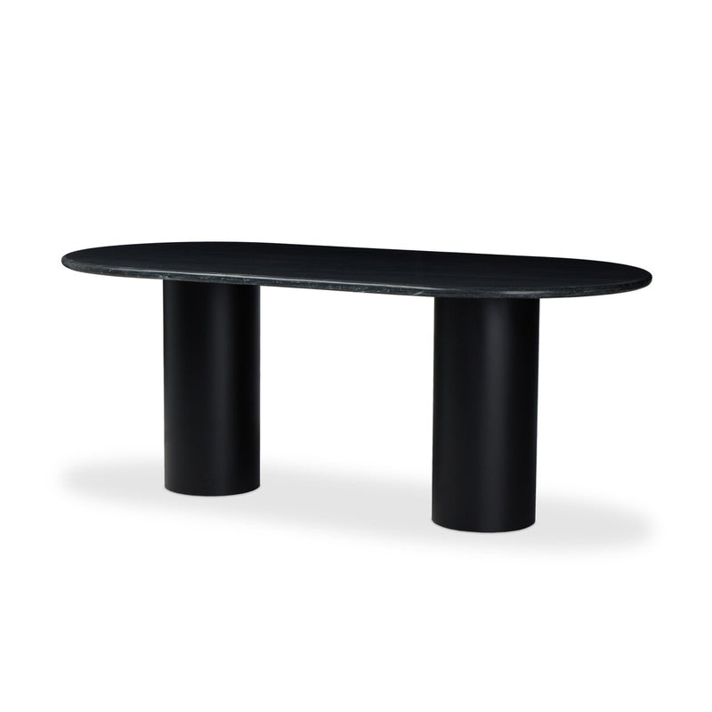Belle Oval Dining Table - Black Marble