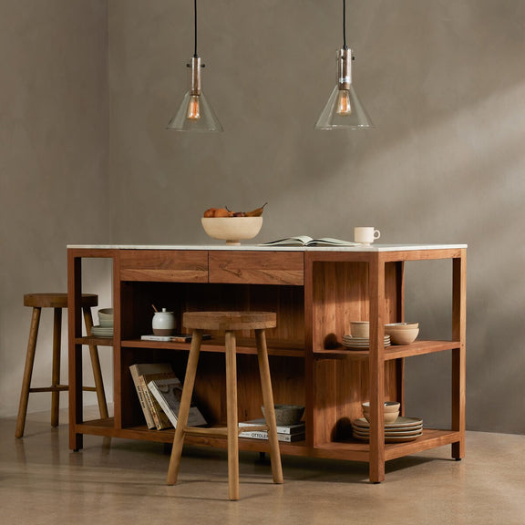 Indira Kitchen Island - Smoked Acacia