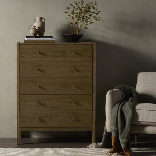 Meadow 5 Drawer Dresser - Tawny Oak Veneer