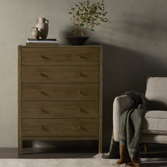 Meadow 5 Drawer Dresser - Tawny Oak Veneer