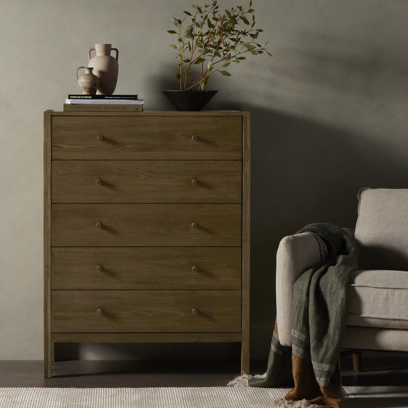 Meadow 5 Drawer Dresser - Tawny Oak Veneer