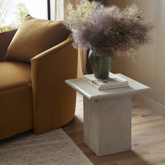 Arum End Table - Cream Marble