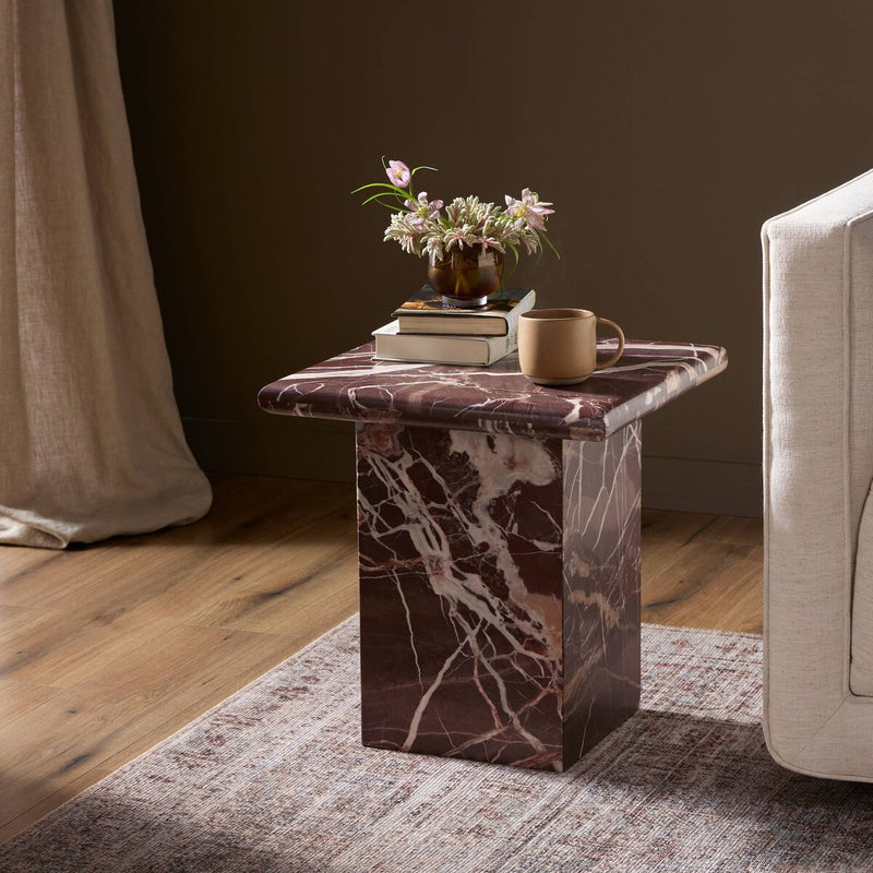 Arum End Table - Merlot Marble