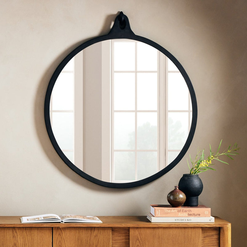 Hyde Round Mirror - Black Aluminum