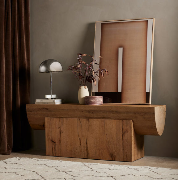 Elbert Console Table - Rustic Oak Veneer