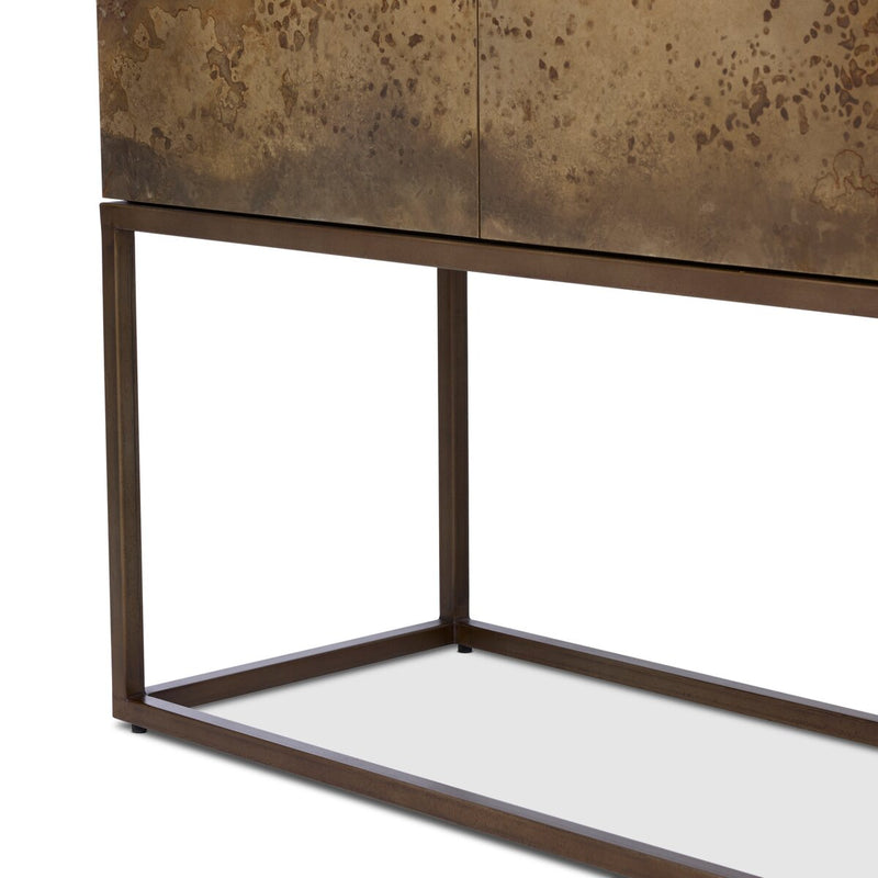 Roman Bar Cabinet - Antiqued Brass Aluminum
