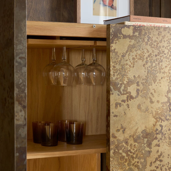 Roman Bar Cabinet - Antiqued Brass Aluminum