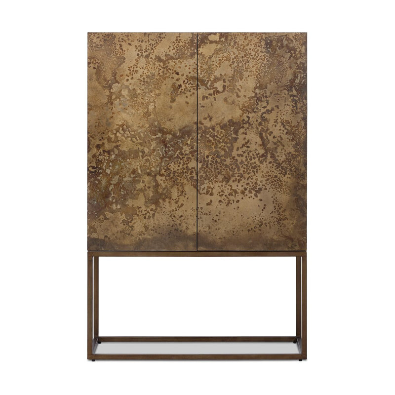 Roman Bar Cabinet - Antiqued Brass Aluminum