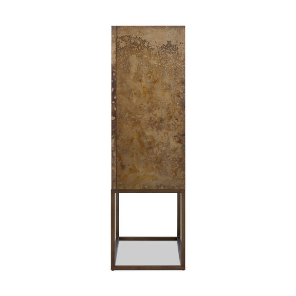 Roman Bar Cabinet - Antiqued Brass Aluminum