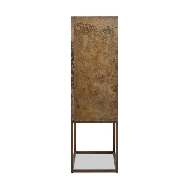 Roman Bar Cabinet - Antiqued Brass Aluminum
