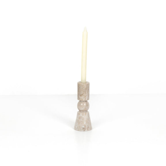 Rosette Taper Candlesticks - Taupe