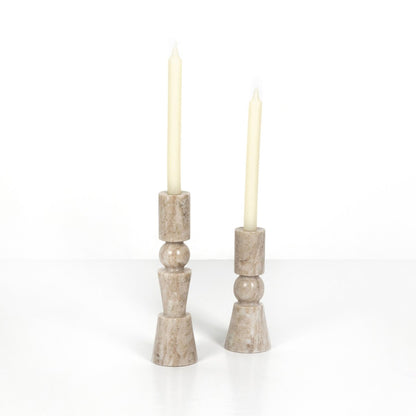 Rosette Taper Candlesticks - Taupe