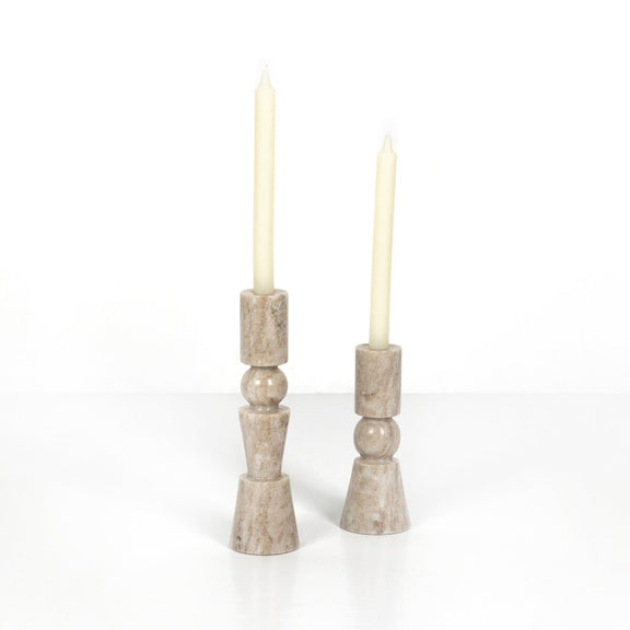 Rosette Taper Candlesticks - Taupe