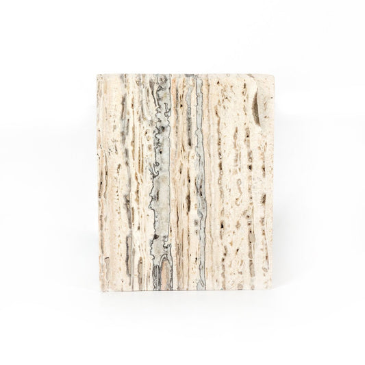 Stepped Bookends - White Travertine
