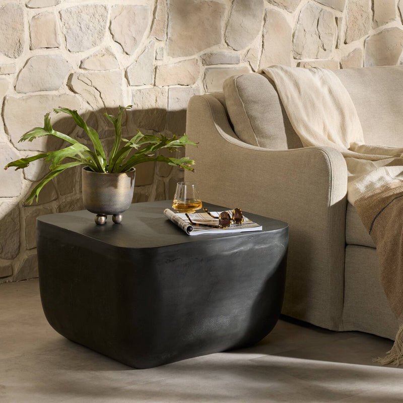 Basil Square Outdoor End Table - Aged Grey