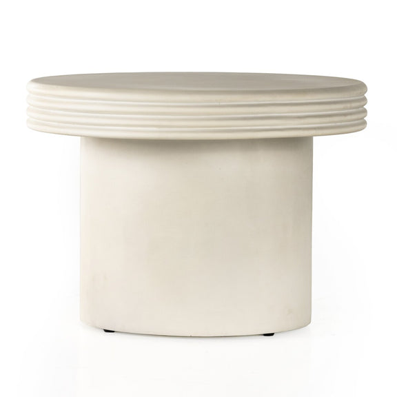 Grecia Outdoor End Table - White Concrete