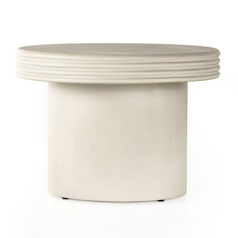 Grecia Outdoor End Table - White Concrete