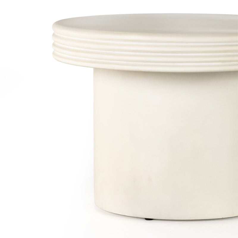 Grecia Outdoor End Table - White Concrete