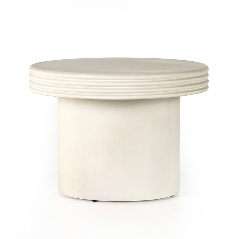 Grecia Outdoor End Table - White Concrete