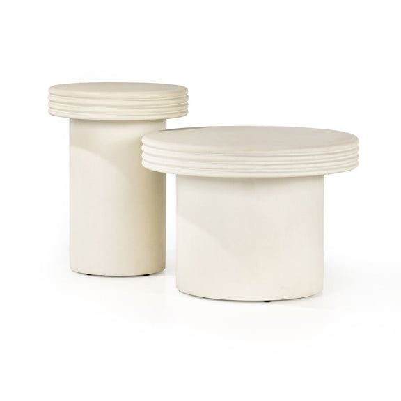 Grecia Outdoor End Table - White Concrete