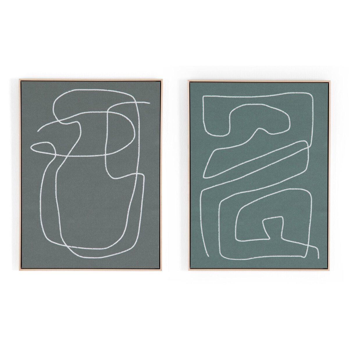 Line Abstract Set by Dan Hobday - Natural Maple Floater