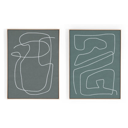 Line Abstract Set by Dan Hobday - Natural Maple Floater