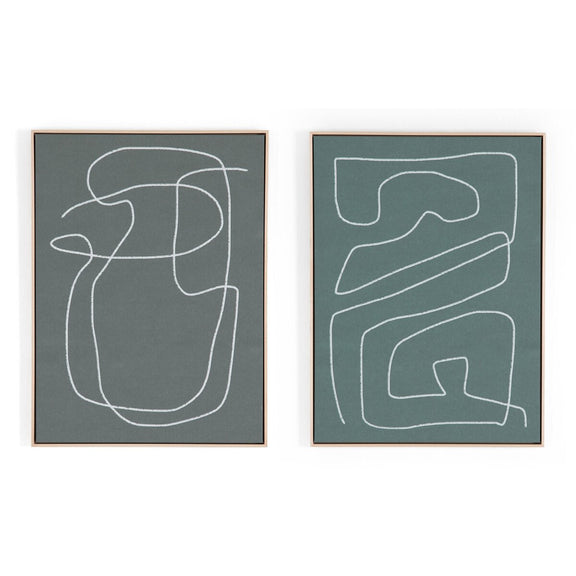 Line Abstract Set by Dan Hobday - Natural Maple Floater