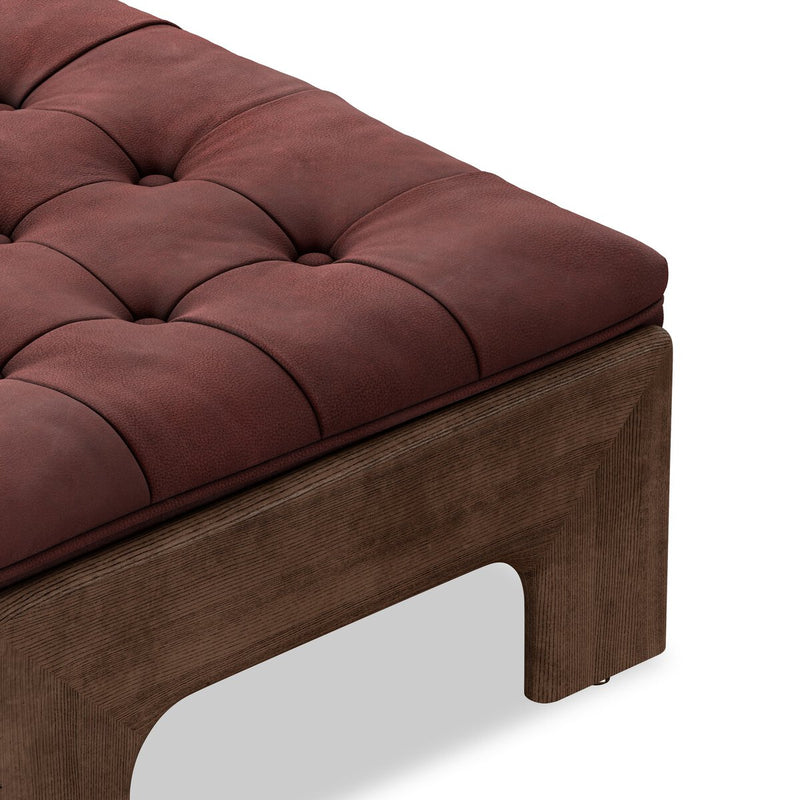 Halston Ottoman - Nubuck Burgundy
