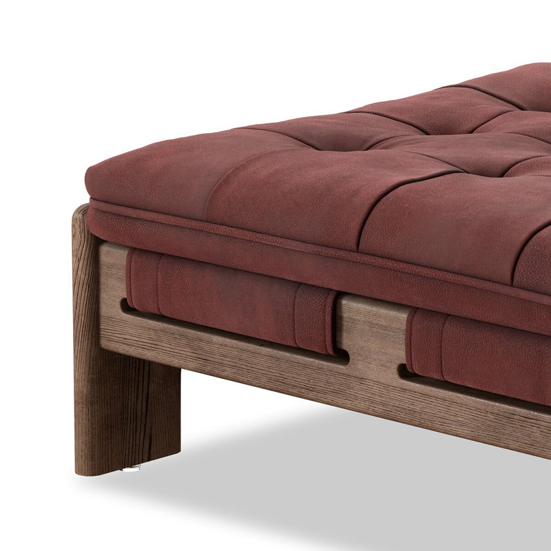 Halston Ottoman - Nubuck Burgundy