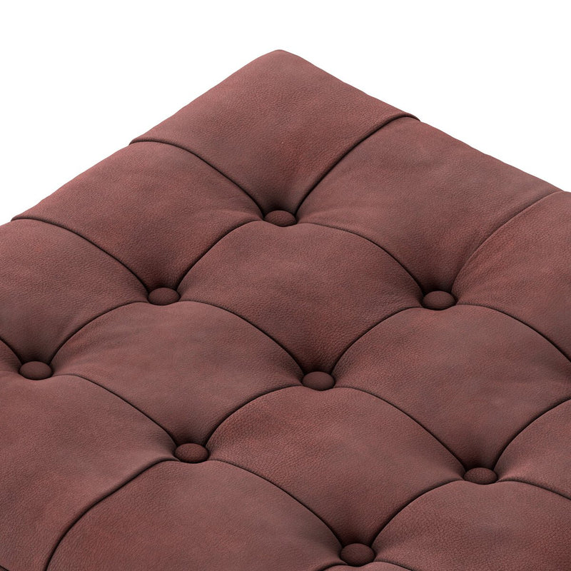 Halston Ottoman - Nubuck Burgundy