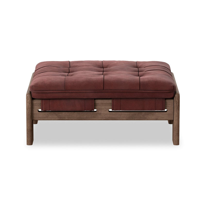 Halston Ottoman - Nubuck Burgundy