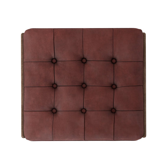 Halston Ottoman - Nubuck Burgundy