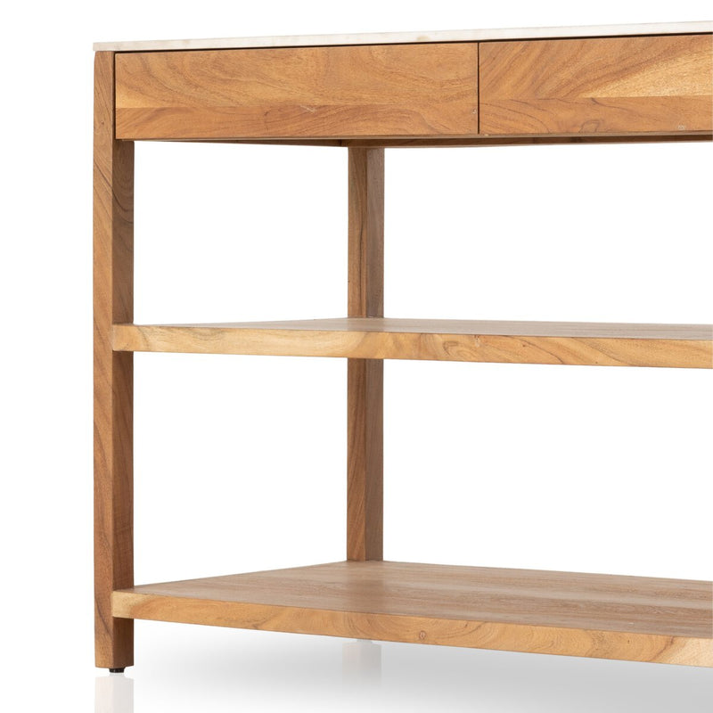 Indira Small Kitchen Island - Smoked Acacia
