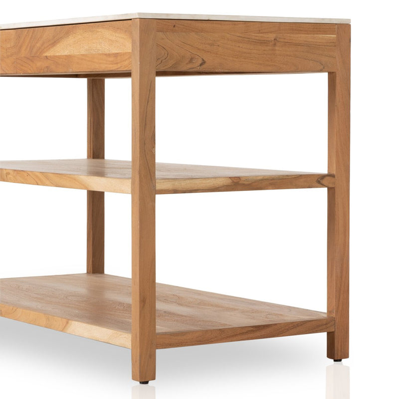 Indira Small Kitchen Island - Smoked Acacia