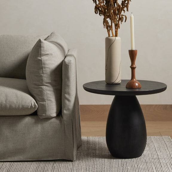 Merla Wood End Table - Black Wash Ash Veneer