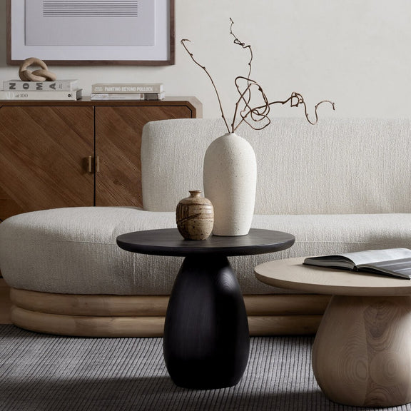 Merla Wood End Table - Black Wash Ash Veneer