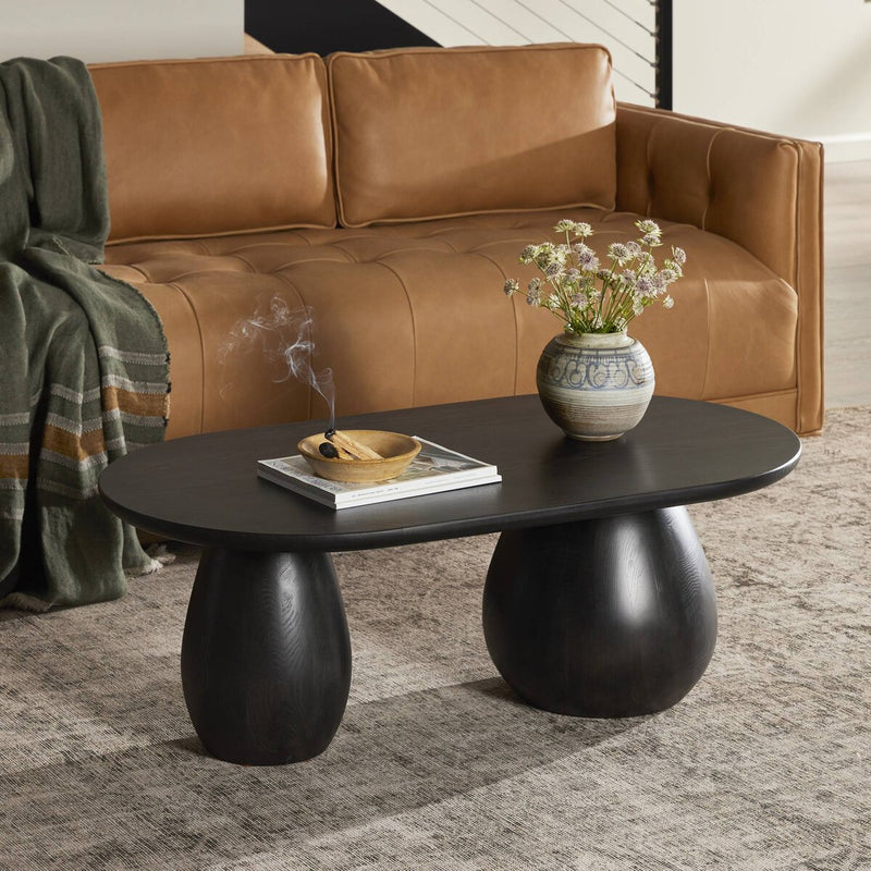 Merla Wood Coffee Table - Black Wash Ash
