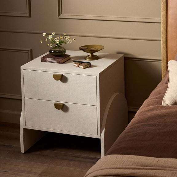 Cressida Nightstand - Ivory Painted Linen