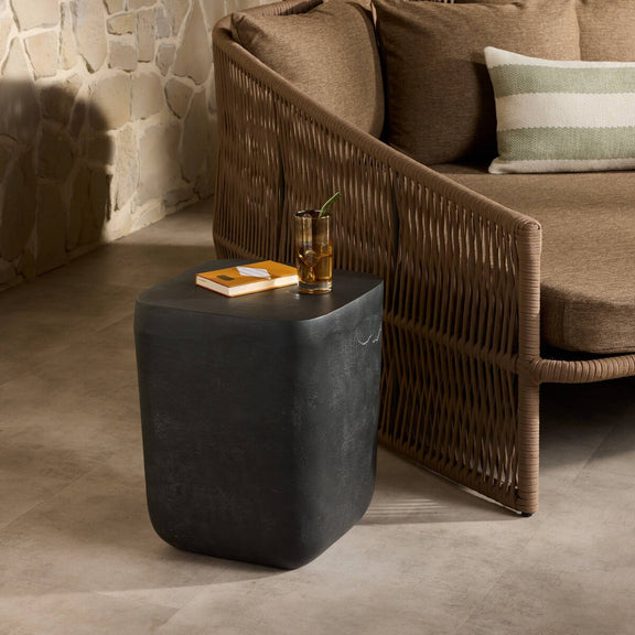 Basil Outdoor Square Drink Table - Aged Grey