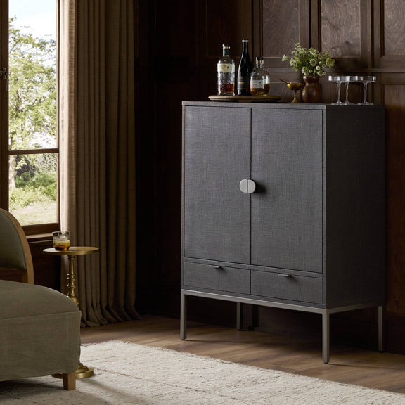 Cressida Bar Cabinet - Black Linen